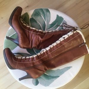 Military Style Boots with Fur Trim